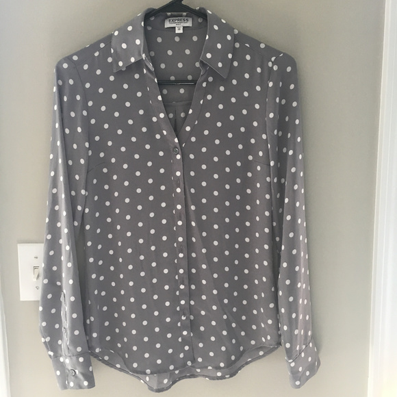 Express Tops - Express Polka Dot Portfino Shirt ⭐️